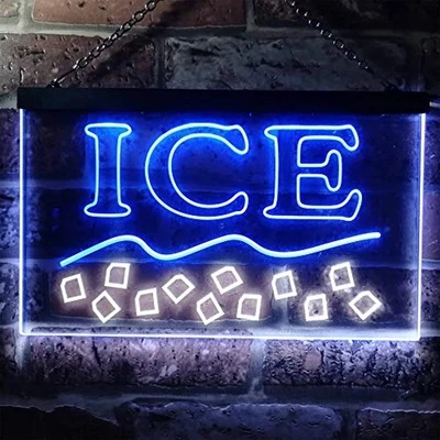 Ice Bags Supply Shop Dual LED Neon Light Sign